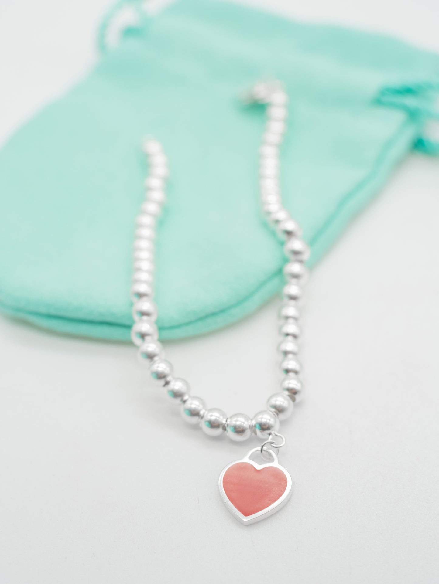Pulsera de plata Tiffany corazon rojo