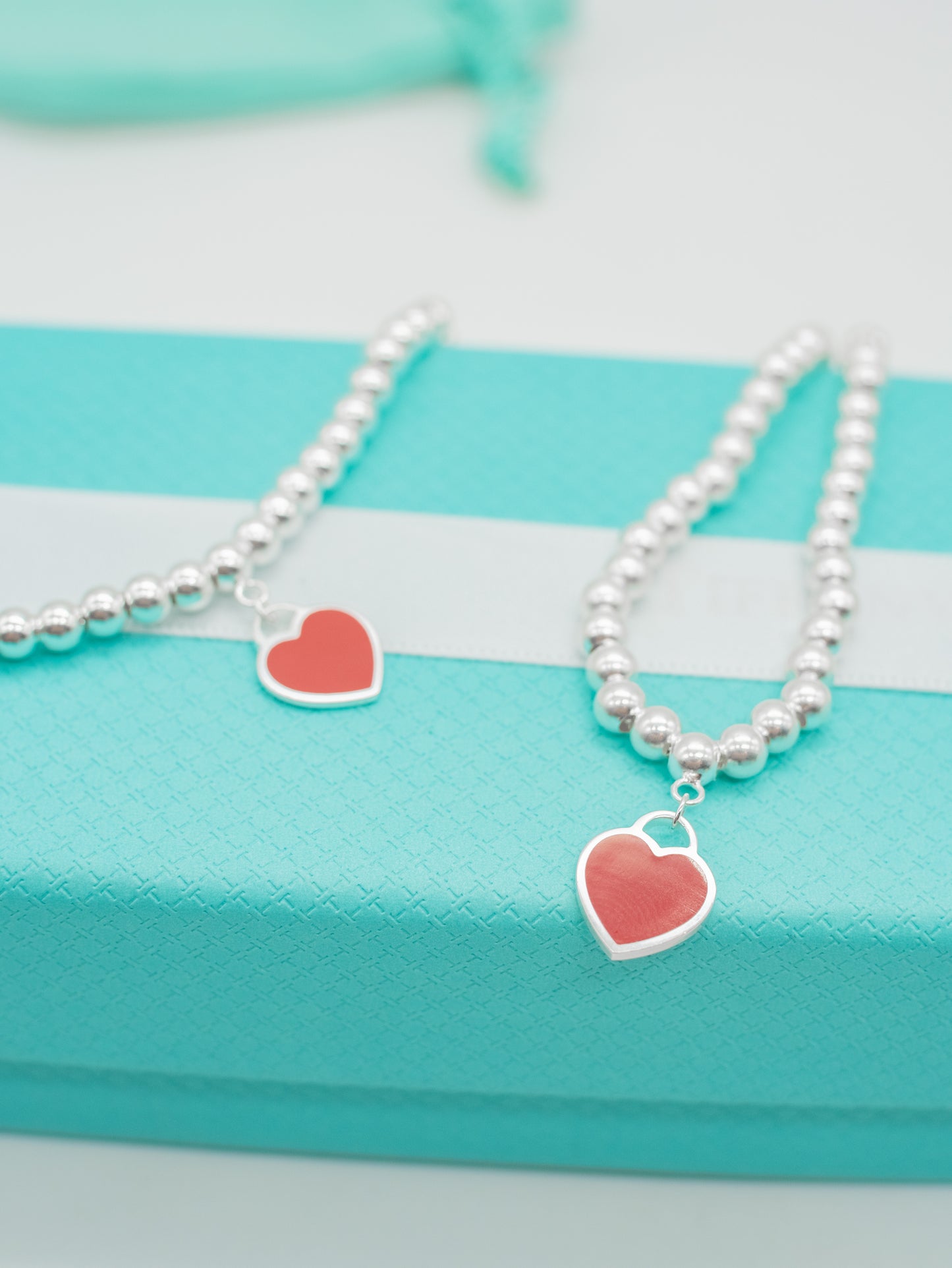 Pulsera de plata Tiffany corazon rojo