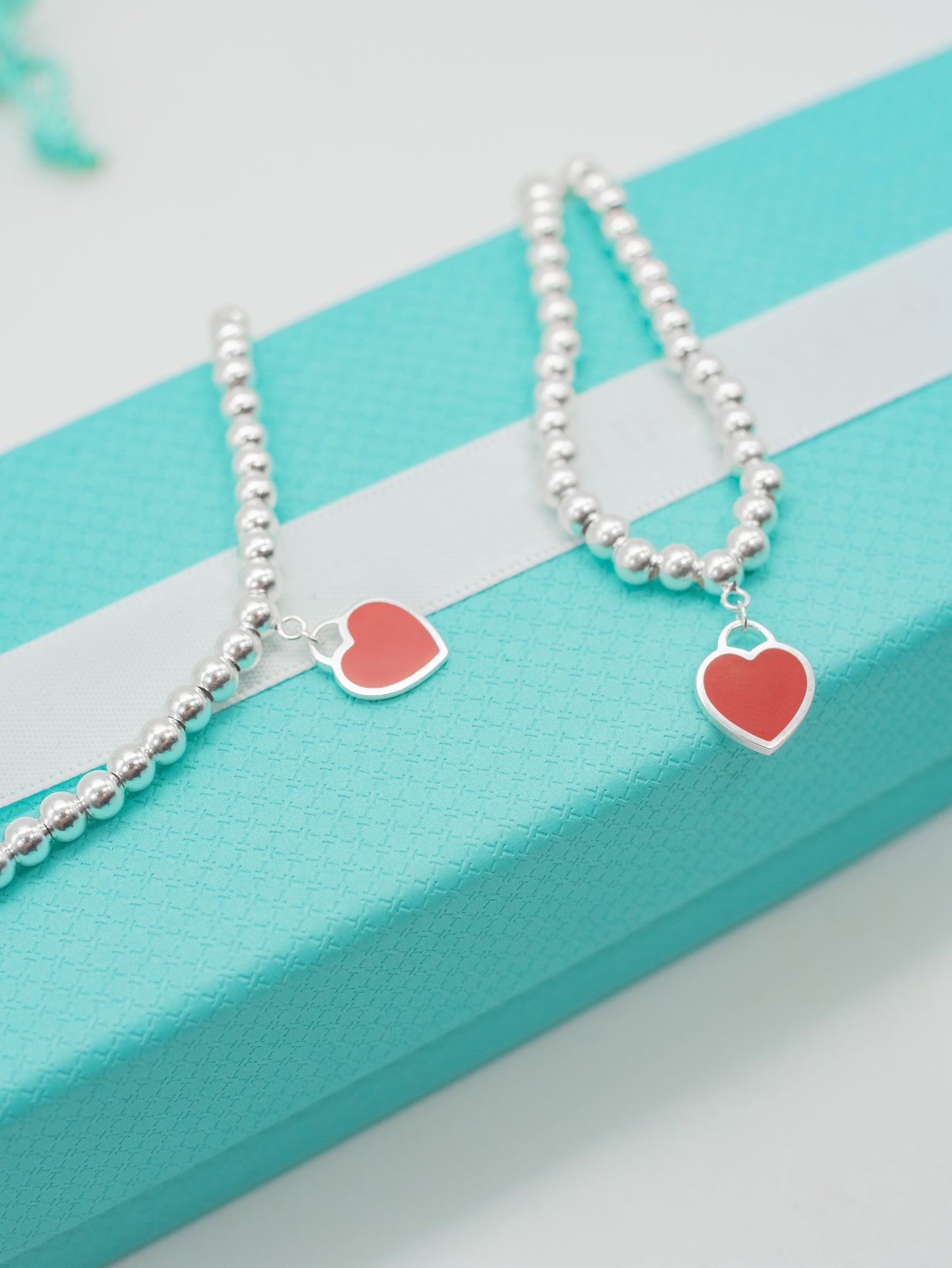 Pulsera de plata Tiffany corazon rojo